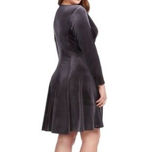 Amanda Uprichard Dress Velvet Fit Flare Gray 1X - Picture 3 of 11